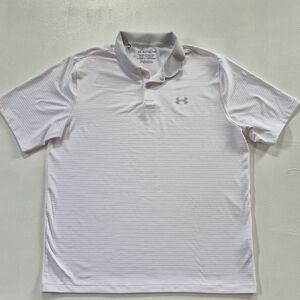 Under Armour White and Gray Performance Polo Shirt